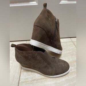New Linea Paolo Felicia Sneaker olive/brown Leather Suede Round Toe Zip Platform